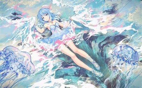 Wallpaper Hatsune Miku Lying Water Art