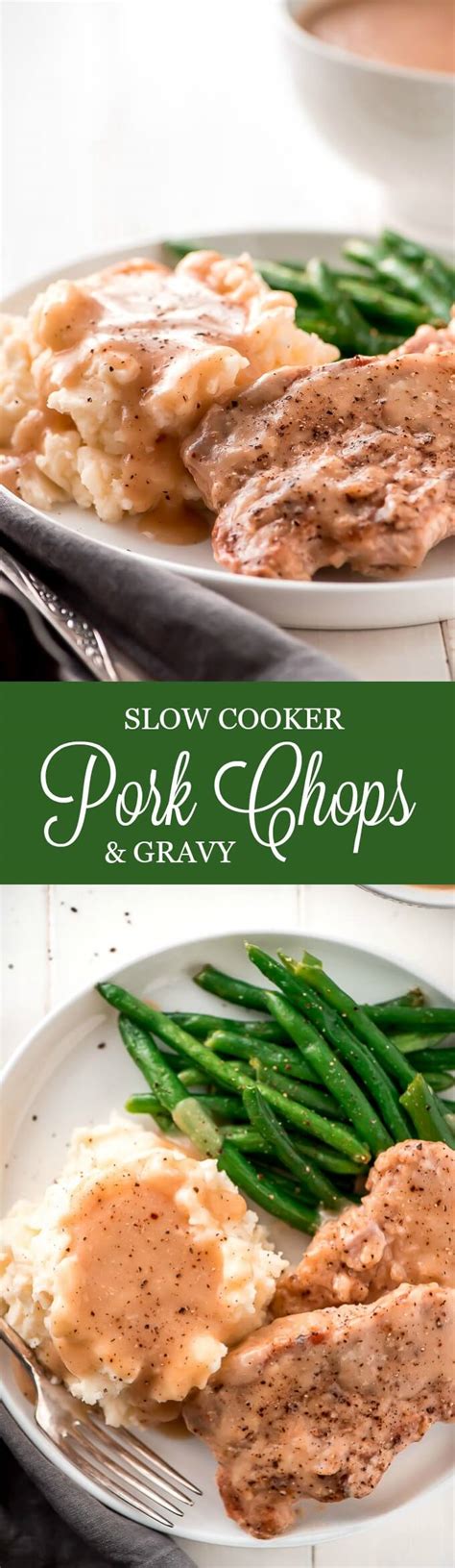 The easiest slow cooker pork recipe, made from scratch. Slow Cooker Pork Chops and Gravy + VIDEO - Garnish & Glaze