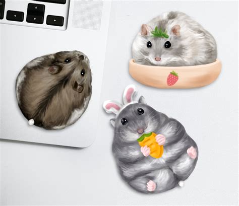 Realistic Hamster Illustration Stickers Cute Waterproof Etsy