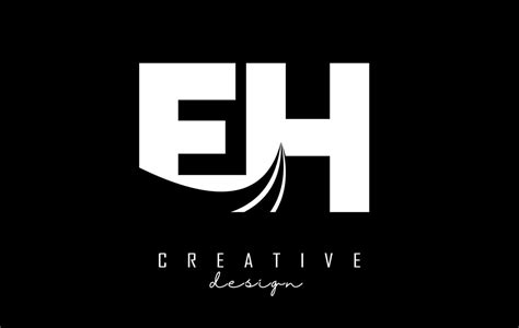 Letras Blancas Creativas Eh Eh Logotipo Con Líneas Principales Y Diseño