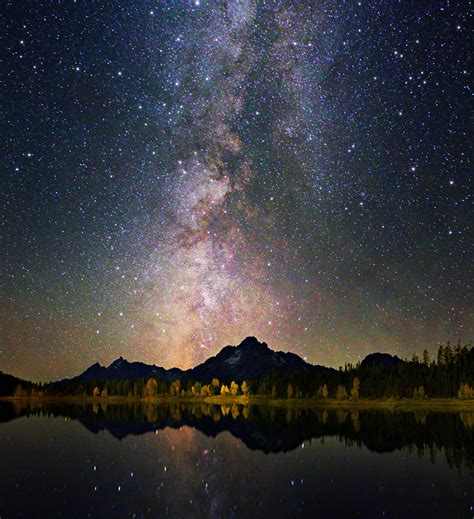Grand Teton - Colors of night sky and reflection - Astroph ...