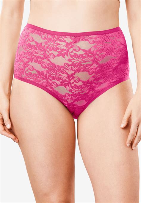 Allover Lace Full Cut Brief Panty By Comfort Choice Plus SizeBrief