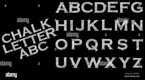 Chalk Sketched Striped Alphabet Abc Vector Font Type Letters