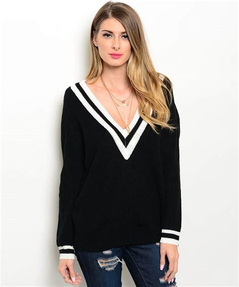 Black Varsity V Neck Sweater Sweaters Vneck