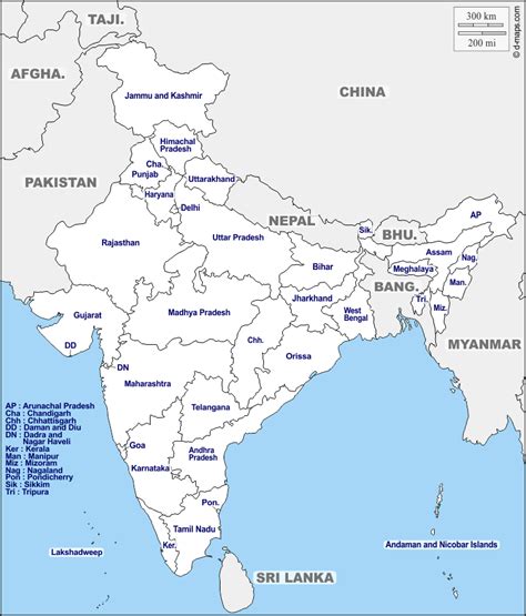 Outline Map Of India With States Us States Map