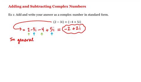 Math 1a1b Pre Calculus Adding And Subtracting Complex Numbers Youtube