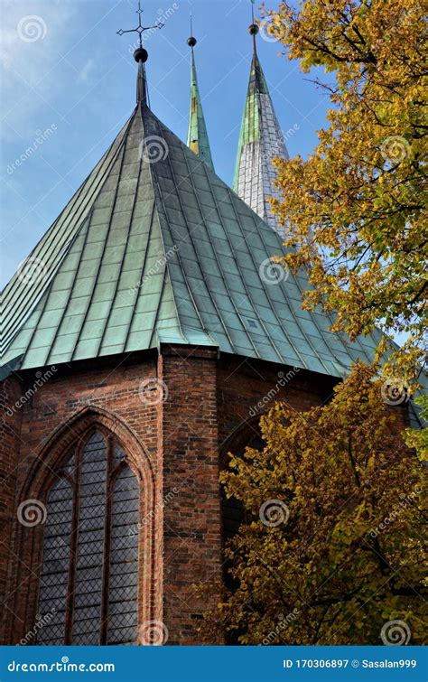 Architecture Of Northern Germany Spires Of Lubeck Stock Image Image