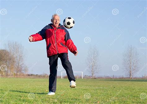 Old Man Playing Football Stock Photo Image Of Kick Happy 66121596