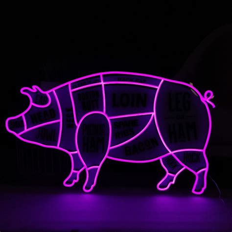 Pig Neon Sign The Butcher Sign Neon Light Meat Neon Light Etsy Neon