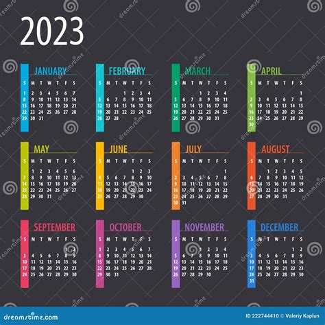 2023 Calendar Illustration Template Stock Vector Illustration Of