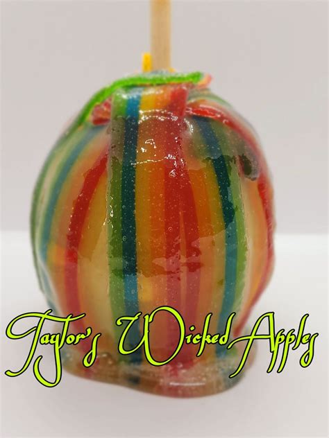 2 Sour Rainbow Gummy Candy Apples Edible Pride T Etsy