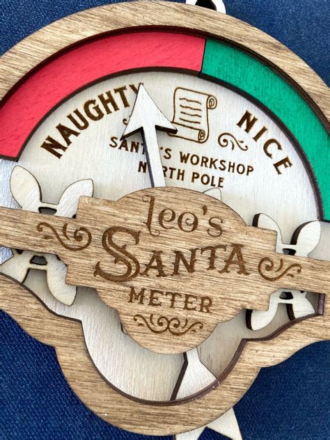 The Santa Meter Moveable Ornament Naughty Nice Birch Wood Etsy