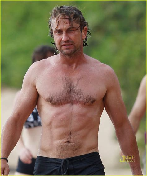 Full Sized Photo Of Gerard Butler Shirtless Surfing Maui Photo The