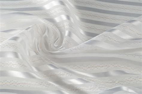 Background Texture Pattern White Silk Fabric With A Light Strip