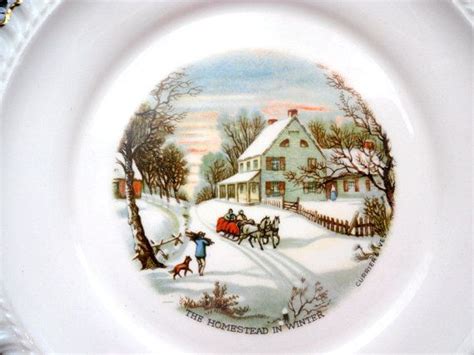 Set Of Two Vintage Currier And Ives Collectible Plates The Etsy