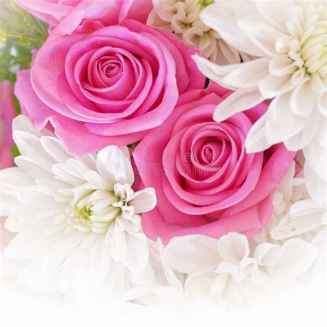 Light Violet Colored Roses And White Chrysanthemums Flowers Bouquet Top