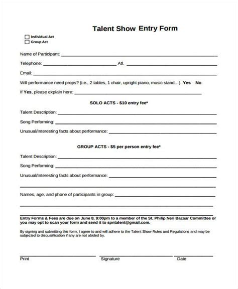 Talent Show Sign Up Sheet Free Template Sign Fax And Printable From