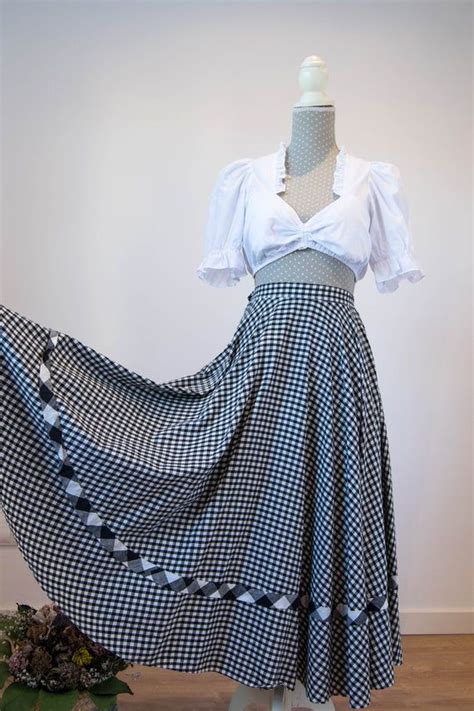 Vintage Prairie Skirt Xxs Gimham Skirt Plaid Maxi Skirt With Etsy