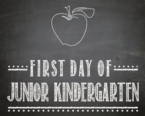 First Day Of Junior Kindergarten Chalkboard Print Size Etsy