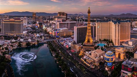 Download 1920x1080 Wallpaper Las Vegas City Sunset Aerial View