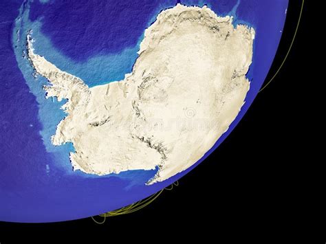 Antarctica On Planet Earth From Space Illuminated By City Lights 3d