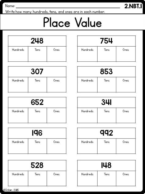 Printable Place Value Worksheets Grade 2 Learning How To Place Value