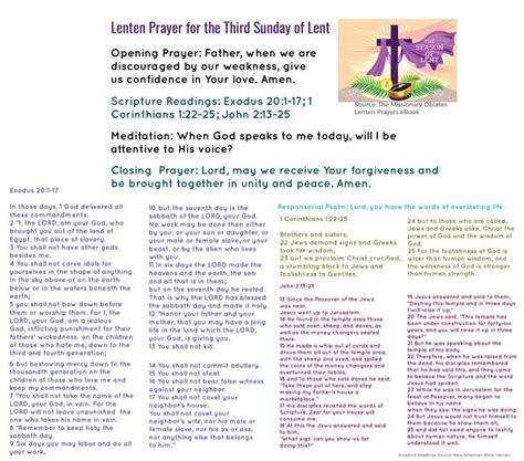 Lenten Prayer For The Third Sunday Of Lent In 2021 Scripture Reading