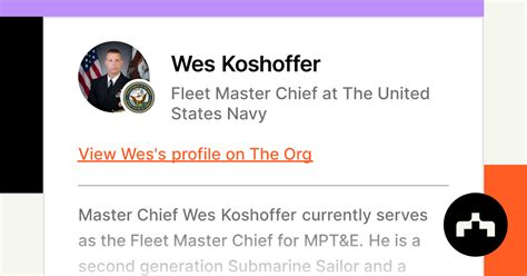 Wes Koshoffer Fleet Master Chief At The United States Navy The Org