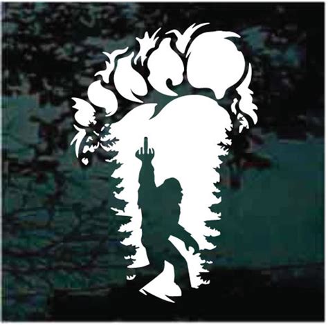 big foot flipping off decal sticker custom made in the usa fast shipping