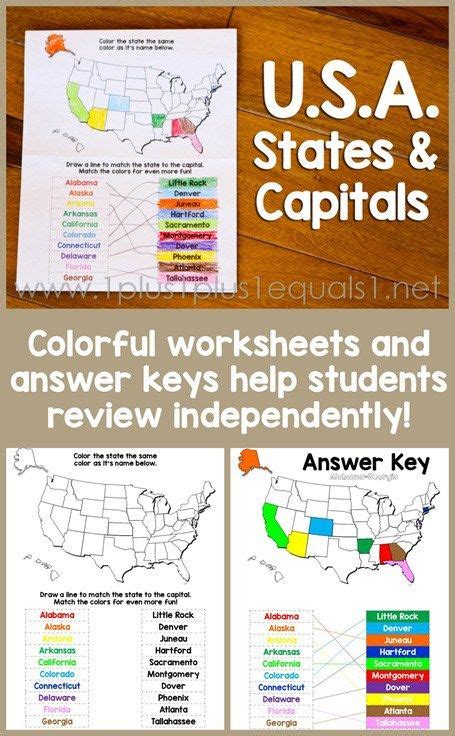 State Capitals Worksheet 4th Grade