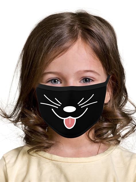 Cat Face Mask Kids Reusable Face Masks Washable 2 Layered Children Face