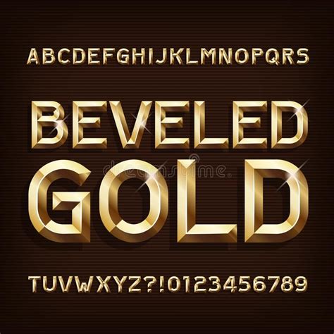Beveled Gold Alphabet Font 3d Gold Letters And Numbers Vector