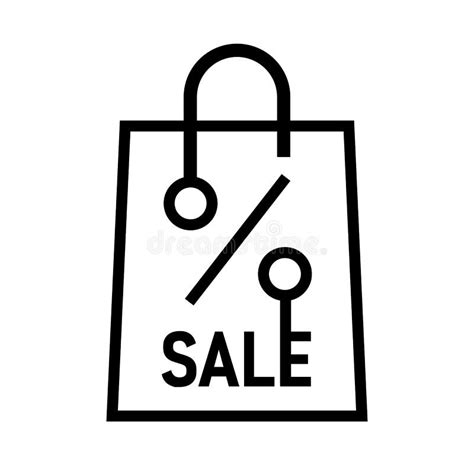 Discount Sale Shopping Bag Icon Outline Style Stock Illustration