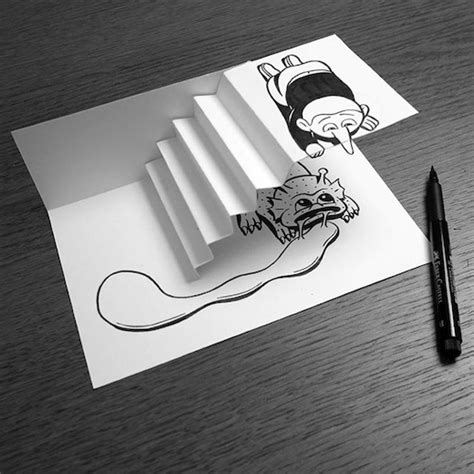 Folded Paper Drawings By Huskmitnavn