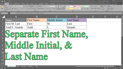 Separate First Name Middle Initial And Last Name Into Different