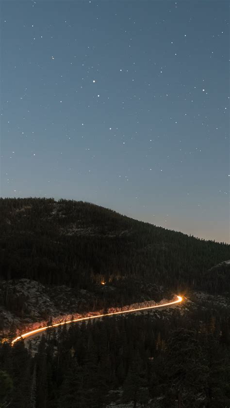 Download Wallpaper 938x1668 Mountains Night Starry Sky Stars Sky