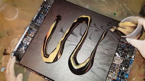 Metallic Gold Metallic Copper And Black Acrylic Pour Painting Youtube