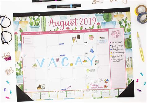 Bloom Daily Planners 20192020 Academic Year Deskwall Calendar August