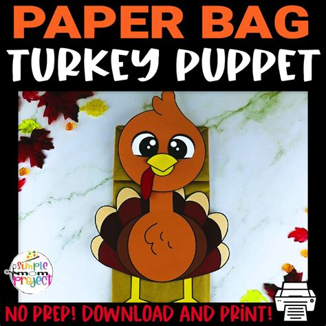 Turkey Paper Bag Puppet Craft Template Simple Mom Project Store