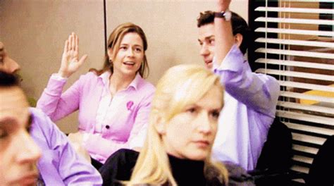 The Office Jim And Pam Gif The Office Jim And Pam High Five Discover Share Gifs