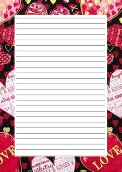 Theme Writing Paper Valentines Red Hearts On Black By The Green Fairy
