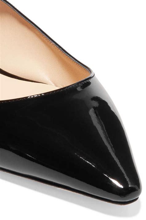 Jimmy Choo Womens Romy Patent Leather Point Toe Flats Black Black Flat