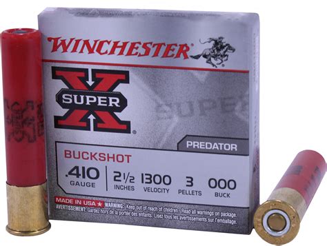 Winchester Ammunition Super X 410 Gauge 25 Buckshot 3 Pellets 5 Round