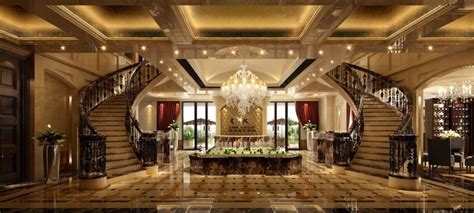 Hotel Lobby Design Luxury Staircase Double Staircase