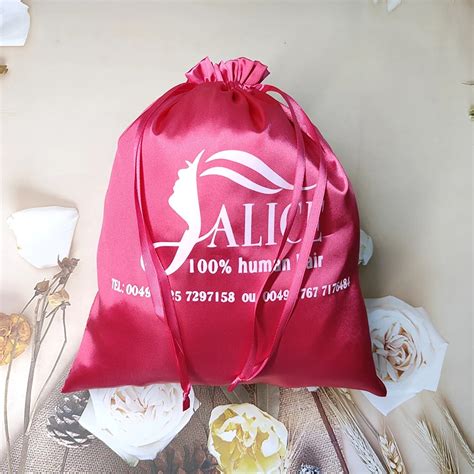 Oem Satin Silk Drawstring Bag Luxury Wig Bags Hair Packaging Satin Hair