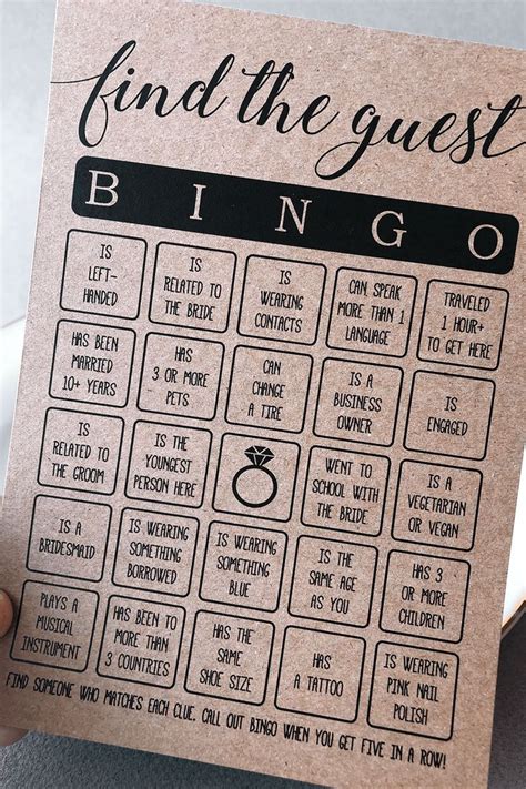 Find The Guest Bingo Find The Guest Bingo Bridal Shower Game Etsy