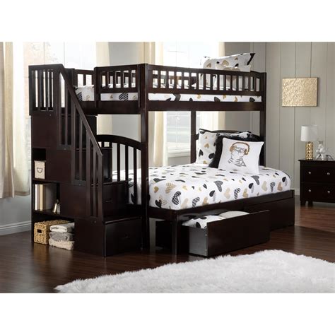 Westbrook Staircase Bunk Bed Twin Over Full With 2 Urban Bed Drawers In