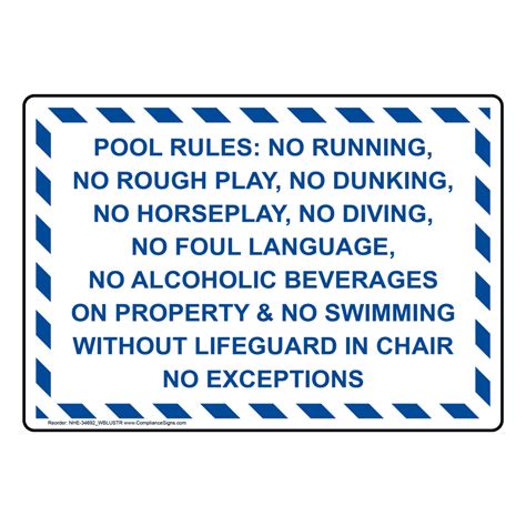 Policies Regulations Sign Pool Rules No Running No Rough Play