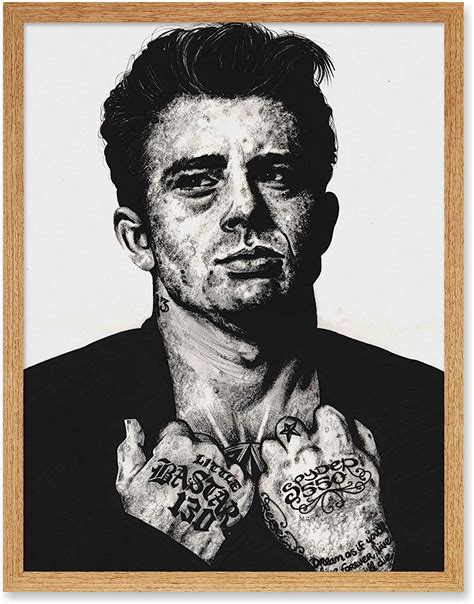 Amazon｜james Dean Tattoo Inked Ikons Wayne Maguire Art Print Framed Poster Wall Decor 12x16 Inch