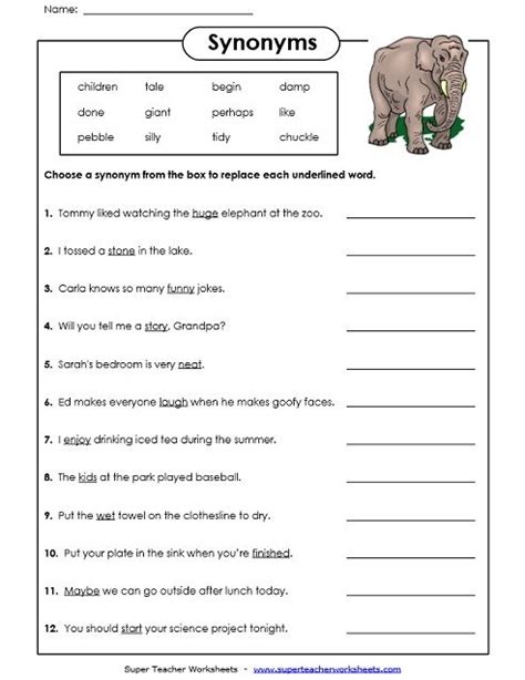 worksheets synonyms | Synonym worksheet, Antonyms worksheet, 2nd grade worksheets